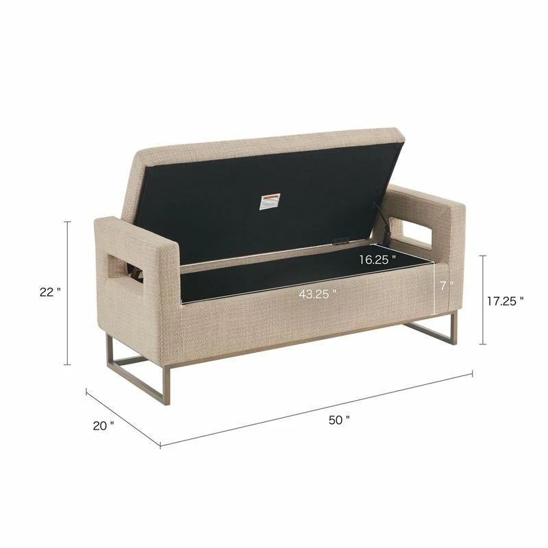 Outlet π Olliix Madison Park Crawford Solid Wood And Fabric Storage Bench In Tan/Bronze π 10 Outlet π Olliix Madison Park Crawford Solid Wood And Fabric Storage Bench In Tan/Bronze π - Image 10