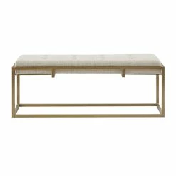 Best Sale 👍 Olliix Madison Park Greenwich Solid Wood Accent Bench In Ivory/Antique Bronze 😉 -Bedroom Benches Store 2532275 2 L