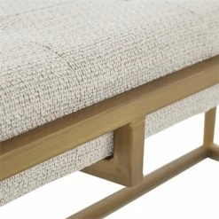 Best Sale 👍 Olliix Madison Park Greenwich Solid Wood Accent Bench In Ivory/Antique Bronze 😉 -Bedroom Benches Store 2532275 5 L
