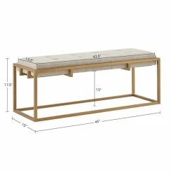 Best Sale 👍 Olliix Madison Park Greenwich Solid Wood Accent Bench In Ivory/Antique Bronze 😉 -Bedroom Benches Store 2532275 7 L