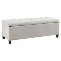 Cheapest 😍 Olliix Madison Park Shandra Solid Wood And Polyester Storage Bench In Natural/Black 🛒