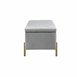 Best Pirce 😀 Olliix Madison Park Boyden Metal And Polyester Storage Bench In Gray/Gold 🤩 -Bedroom Benches Store 2532278 3 L
