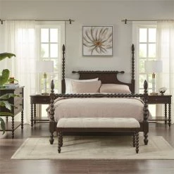 Top 10 👍 Olliix Madison Park Signature Beckett Solid Wood Accent Bench In Tan/Morocco Brown 🛒 -Bedroom Benches Store 2532279 7 L