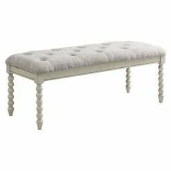 Budget 🎁 Olliix Madison Park Signature Beckett Solid Wood Accent Bench In Light Gray/White 🔥