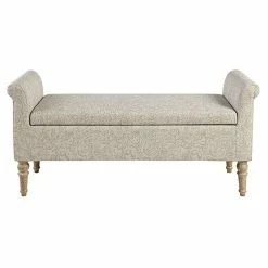 Cheapest 😀 Olliix Martha Stewart Holiday Solid Wood Polyester Storage Bench In Natural/Wheat 🧨