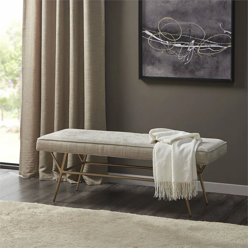 Discount π Olliix Martha Stewart Tinsley Solid Wood And Polyester Accent Bench In Light Tan 𧨠2 Discount π Olliix Martha Stewart Tinsley Solid Wood And Polyester Accent Bench In Light Tan 𧨠- Image 2