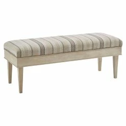 Promo ⌛ Olliix Martha Stewart Harstrom Solid Wood And Polyester Storage Bench In Beige 🛒
