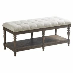 Deals βοΈ Olliix Martha Stewart Highland Solid Wood And Polyester Accent Bench In Ivory/Brown π