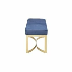Deals ⌛ Olliix Martha Stewart Secor Solid Wood And Polyester Accent Bench In Blue/Gold 🛒 -Bedroom Benches Store 2532298 3 L