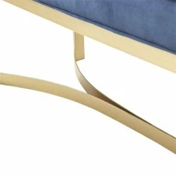 Deals ⌛ Olliix Martha Stewart Secor Solid Wood And Polyester Accent Bench In Blue/Gold 🛒 -Bedroom Benches Store 2532298 5 L