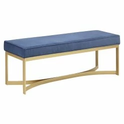 Deals β Olliix Martha Stewart Secor Solid Wood And Polyester Accent Bench In Blue/Gold π