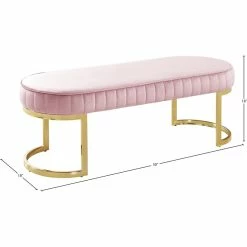 Wholesale ✨ Maklaine Contemporary Upholstery Velvet Bench In Pink 🔥 -Bedroom Benches Store 2532917 7 L