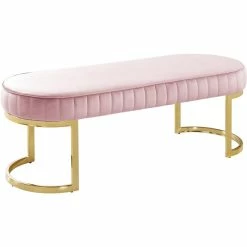 Wholesale β¨ Maklaine Contemporary Upholstery Velvet Bench In Pink π₯