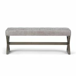 Brand new 👏 Trent Home 48" W Rubberwood Ottoman Bench In Distressed Gray Taupe Faux Leather ✨ -Bedroom Benches Store 2533547 6 L