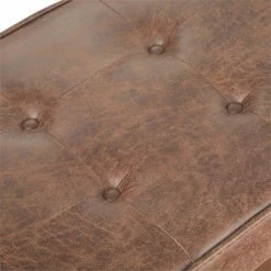 Flash Sale 😉 Trent Home 48"W Mid Century Ottoman Bench In Distressed Umber Brown Faux Leather 😀 -Bedroom Benches Store 2533548 6 L