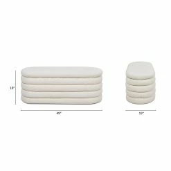 Best reviews of 😉 Jennifer Taylor Home Fuji 49" Upholstered Oval Storage Bench Ivory White Boucle 😉 -Bedroom Benches Store 2535263 7 L
