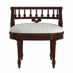 Hot Sale 🔔 Butler Specialty Company Hathaway Cherry Upholstered Vanity Seat 😉 -Bedroom Benches Store 2536004 4 L