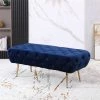 Brand new ✨ Roundhill Furniture Sira Velvet Button Tufted Bench With Gold Metal Legs In Blue 🔥