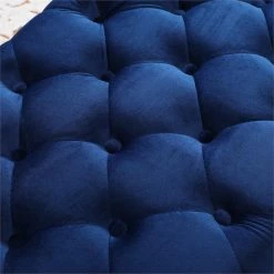 Brand new ✨ Roundhill Furniture Sira Velvet Button Tufted Bench With Gold Metal Legs In Blue 🔥 -Bedroom Benches Store 2536635 6 L