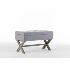 Best reviews of 🔥 Benzara 36 Inch Fabric Lift Top Storage Bench With Button Tufting Gray 👏