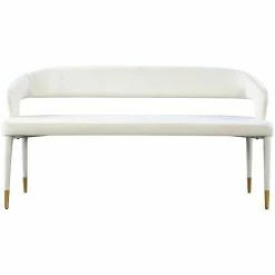 Best Pirce 👏 Meridian Furniture Destiny Cream Velvet Bench 😉 -Bedroom Benches Store 2541383 3 L