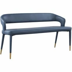 Wholesale 💯 Meridian Furniture Destiny Navy Faux Leather Bench ✨