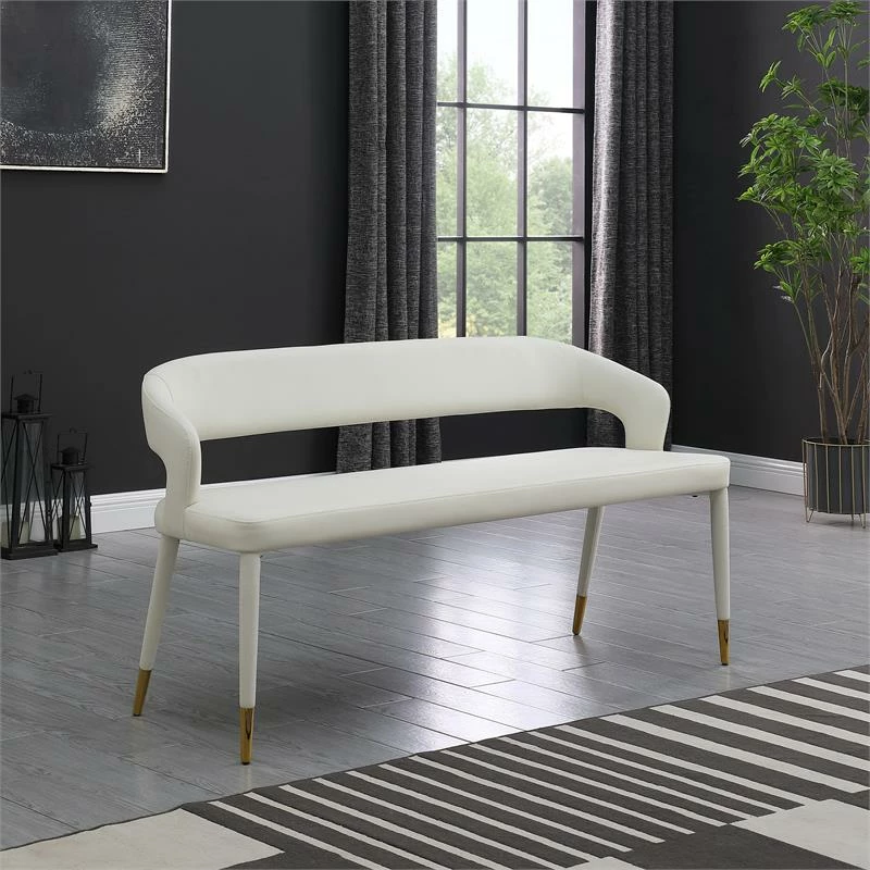 Wholesale βοΈ Meridian Furniture Destiny White Faux Leather Bench π₯ 2 Wholesale βοΈ Meridian Furniture Destiny White Faux Leather Bench π₯ - Image 2