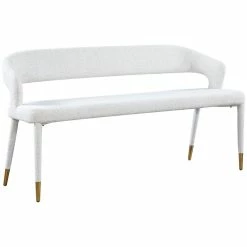 Wholesale 🔥 Meridian Furniture Destiny Cream Boucle Fabric Bench 🥰