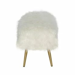 Promo 😉 Kosas Home Iman 18" Modern Polyester Fabric Upholstered Bench In White/Gold ✔️ -Bedroom Benches Store 2552496 2 L