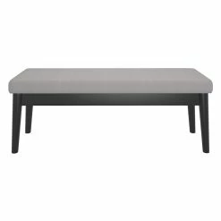 Discount 🌟 WHI Pebble 17.5" Solid Wood Boucle-Woven Fabric Upholstered Bench In Gray 👍 -Bedroom Benches Store 2556450 2 L