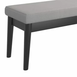 Discount 🌟 WHI Pebble 17.5" Solid Wood Boucle-Woven Fabric Upholstered Bench In Gray 👍 -Bedroom Benches Store 2556450 4 L