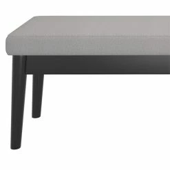 Discount 🌟 WHI Pebble 17.5" Solid Wood Boucle-Woven Fabric Upholstered Bench In Gray 👍 -Bedroom Benches Store 2556450 5 L