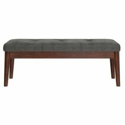 Budget ⭐ WHI Ingrid 17.5" Modern Velvet/Solid Wood Bench In Vintage Charcoal 👏 -Bedroom Benches Store 2556463 2 L