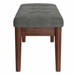 Budget ⭐ WHI Ingrid 17.5" Modern Velvet/Solid Wood Bench In Vintage Charcoal 👏 -Bedroom Benches Store 2556463 3 L