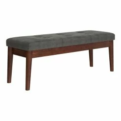 Budget ⭐ WHI Ingrid 17.5" Modern Velvet/Solid Wood Bench In Vintage Charcoal 👏