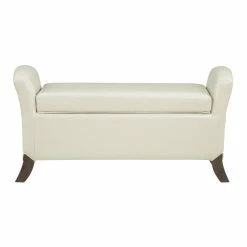 Best Sale 🥰 OSP Home Furnishings Coborn Storage Bench In Cream Faux Leather With Gray Legs 🥰 -Bedroom Benches Store 2560353 4 L