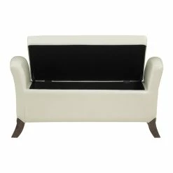 Best Sale 🥰 OSP Home Furnishings Coborn Storage Bench In Cream Faux Leather With Gray Legs 🥰 -Bedroom Benches Store 2560353 5 L