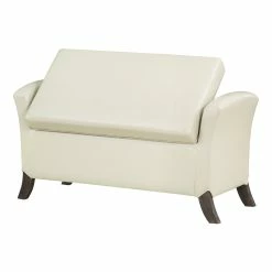 Best Sale 🥰 OSP Home Furnishings Coborn Storage Bench In Cream Faux Leather With Gray Legs 🥰 -Bedroom Benches Store 2560353 8 L