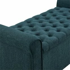 Best Pirce 😍 OSP Home Furnishings Crowder Storage Bench In Azure Blue Fabric 🎉 -Bedroom Benches Store 2560355 10 L