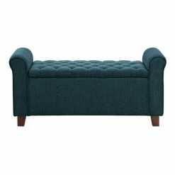 Best Pirce 😍 OSP Home Furnishings Crowder Storage Bench In Azure Blue Fabric 🎉 -Bedroom Benches Store 2560355 4 L