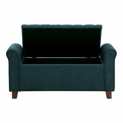 Best Pirce 😍 OSP Home Furnishings Crowder Storage Bench In Azure Blue Fabric 🎉 -Bedroom Benches Store 2560355 5 L