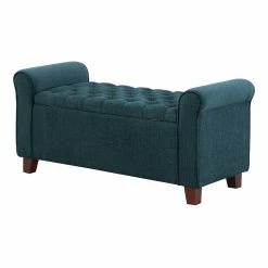 Best Pirce 😍 OSP Home Furnishings Crowder Storage Bench In Azure Blue Fabric 🎉 -Bedroom Benches Store 2560355 7 L