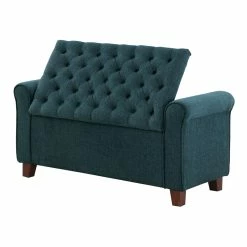 Best Pirce 😍 OSP Home Furnishings Crowder Storage Bench In Azure Blue Fabric 🎉 -Bedroom Benches Store 2560355 8 L