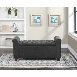 Best reviews of 🎁 OSP Home Furnishings Crowder Storage Bench In Charcoal Fabric 🤩 -Bedroom Benches Store 2560356 2 L