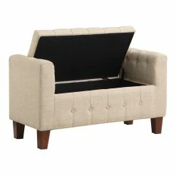 Best deal ⌛ OSP Home Furnishings Darnley Storage Bench In Cream Fabric 🌟 -Bedroom Benches Store 2560365 3 L