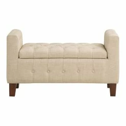 Best deal ⌛ OSP Home Furnishings Darnley Storage Bench In Cream Fabric 🌟 -Bedroom Benches Store 2560365 4 L