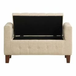Best deal ⌛ OSP Home Furnishings Darnley Storage Bench In Cream Fabric 🌟 -Bedroom Benches Store 2560365 5 L