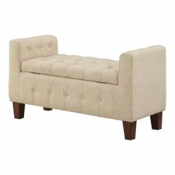 Best deal ⌛ OSP Home Furnishings Darnley Storage Bench In Cream Fabric 🌟 -Bedroom Benches Store 2560365 7 L