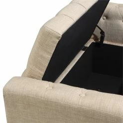 Best deal ⌛ OSP Home Furnishings Darnley Storage Bench In Cream Fabric 🌟 -Bedroom Benches Store 2560365 9 L