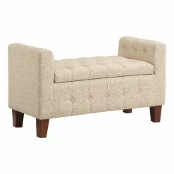 Best deal ⌛ OSP Home Furnishings Darnley Storage Bench In Cream Fabric 🌟